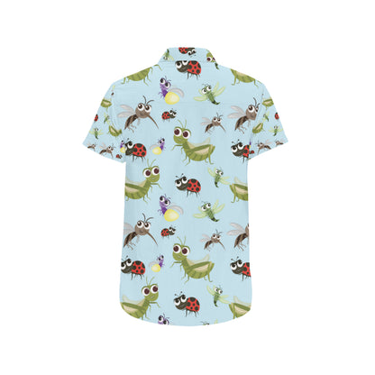 Ladybug Pattern Print Design 01 Men's Short Sleeve Button Up Shirt