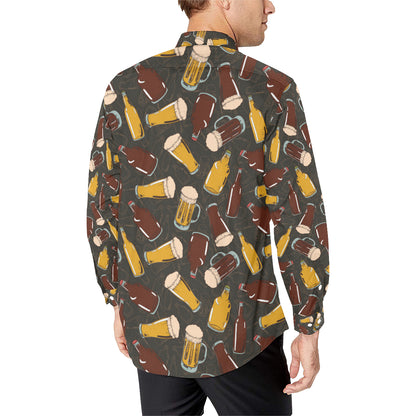 Beer Pattern Print Design 03 Men's Long Sleeve Shirt