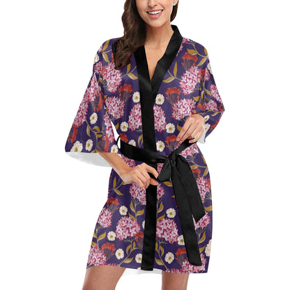 Hydrangea Pattern Print Design HD010 Women Kimono Robe