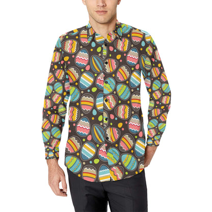Easter Eggs Pattern Print Design RB03 Men's Long Sleeve Shirt