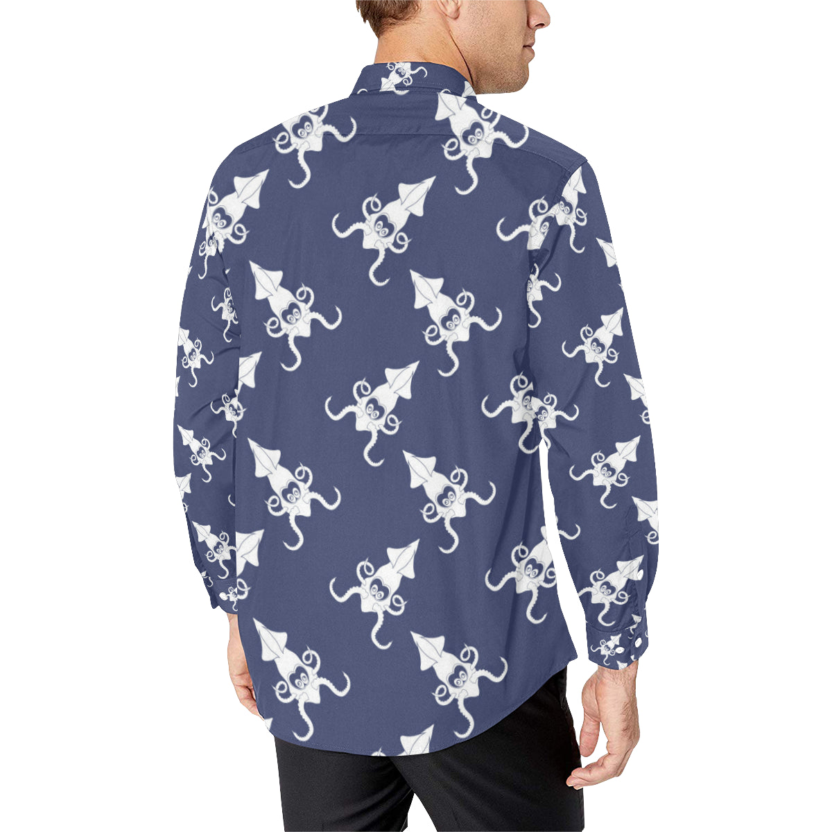 Giant Squid Pattern Print Design 02 Men's Long Sleeve Shirt