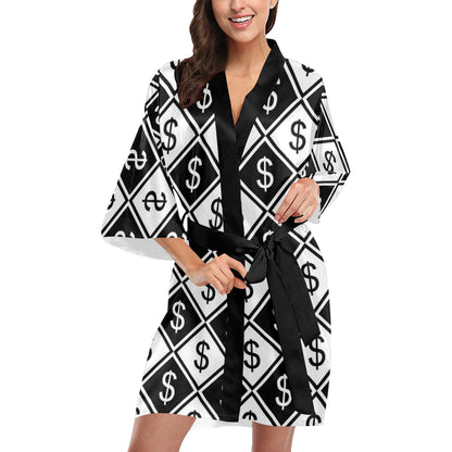 Money Pattern Print Design 04 Women's Short Kimono