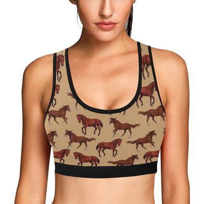 Brown Horse Print Pattern Sports Bra