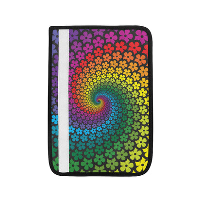 Flower Power Rainbow Spiral Print Car Seat Belt Cover