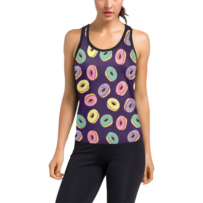 Donut Pattern Print Design DN08 Women's Racerback Tank Top