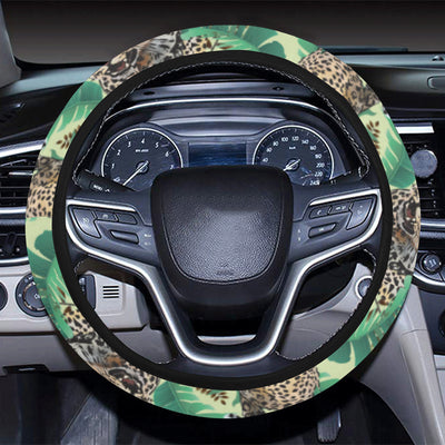 Leopard Pattern Print Design 03 Steering Wheel Cover with Elastic Edge