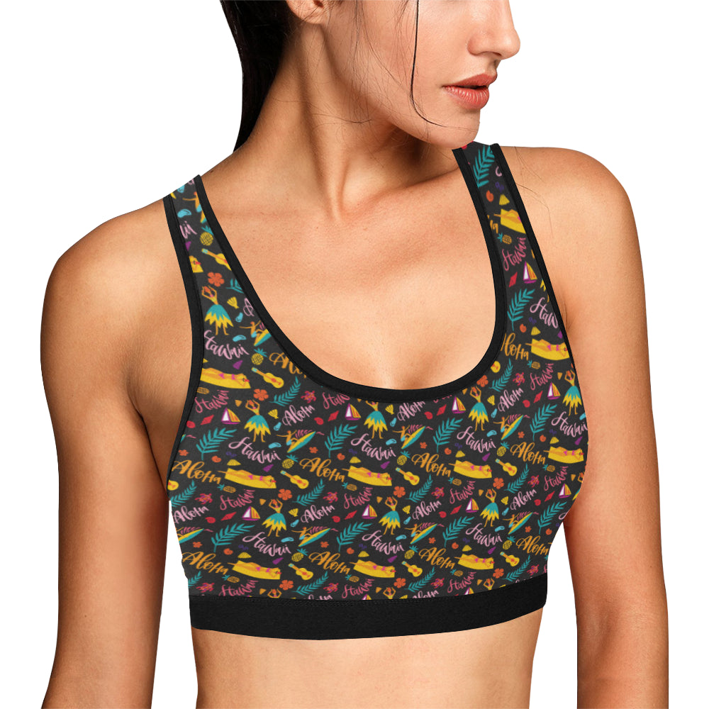 Aloha Hawaii Summer Design Themed Print Sports Bra