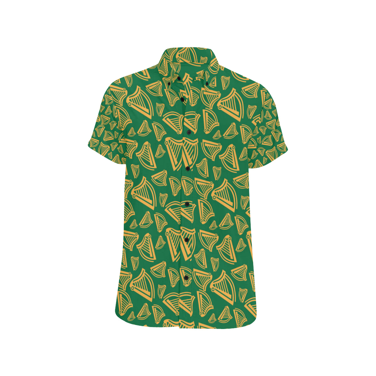 Harp Pattern Print Design 03 Men's Short Sleeve Button Up Shirt