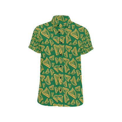 Harp Pattern Print Design 03 Men's Short Sleeve Button Up Shirt