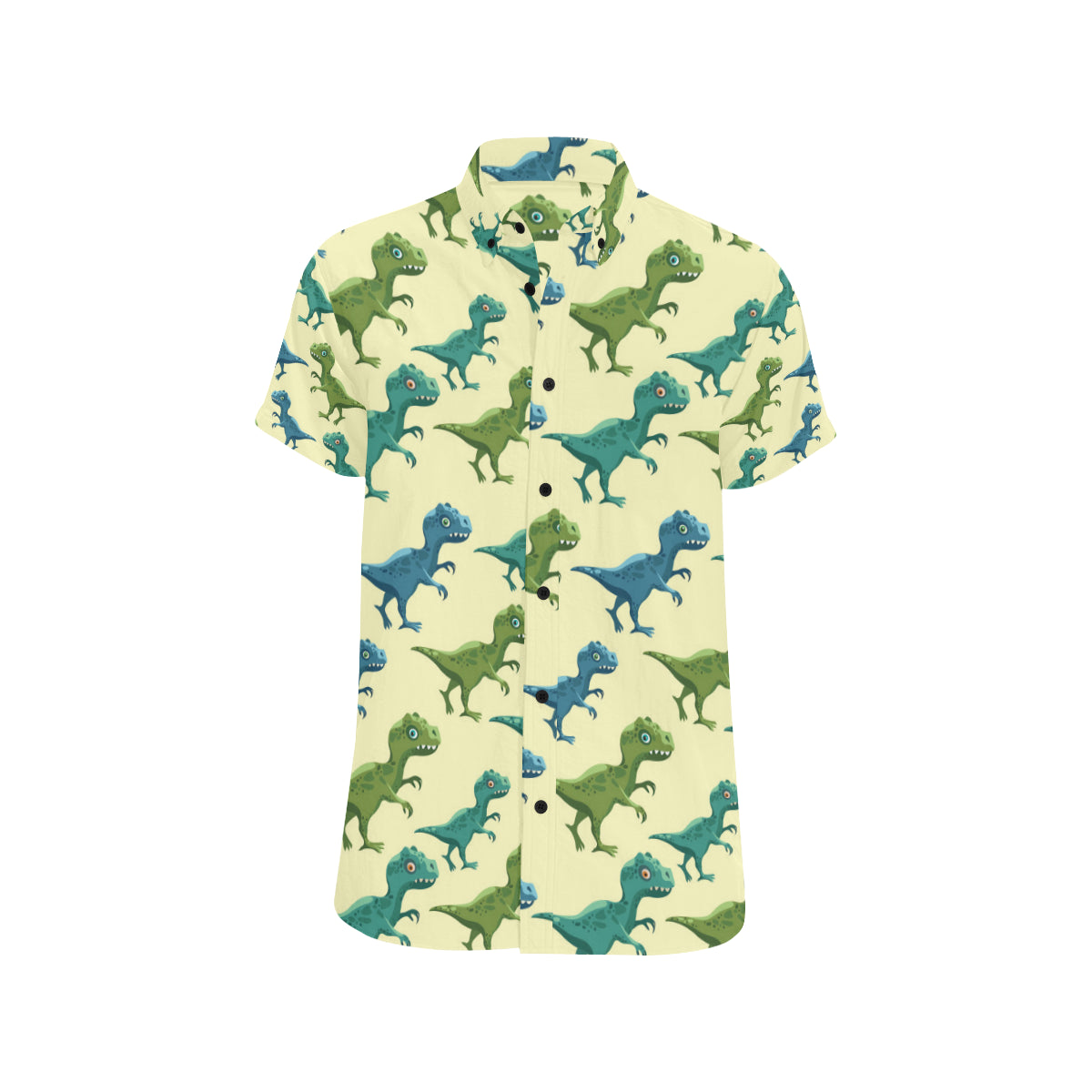 T Rex Pattern Print Design A04 Men's Short Sleeve Button Up Shirt