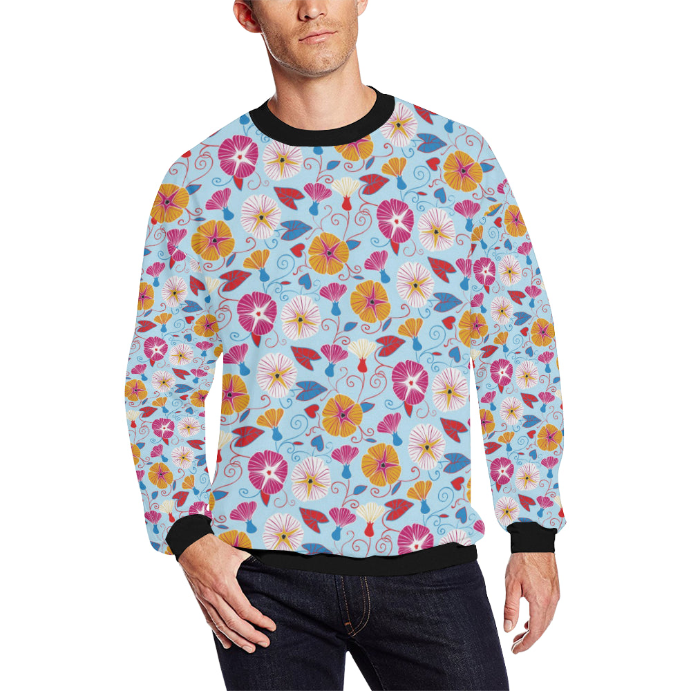 Morning Glory Pattern Print Design MG06 Men Long Sleeve Sweatshirt