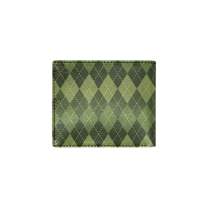 Argyle Green Pattern Print Design 01 Men's ID Card Wallet