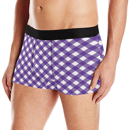 Gingham Purple Pattern Print Design 03 Men's Boxer Briefs