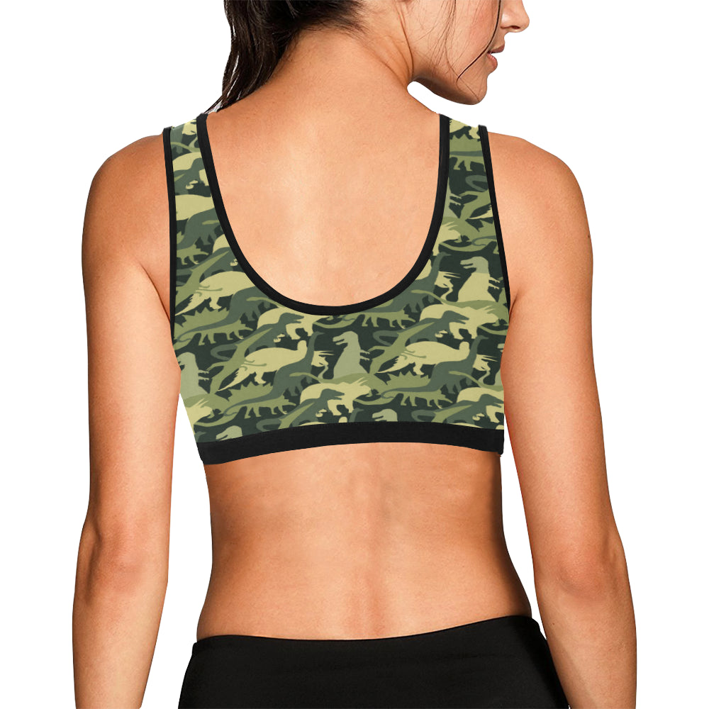 Camouflage Dinosaur Pattern Print Design 03 Sports Bra