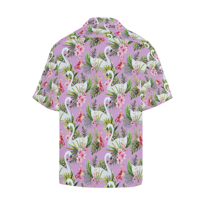 Swan with Flower Pattern Print Design 01 Men's Hawaiian Shirt