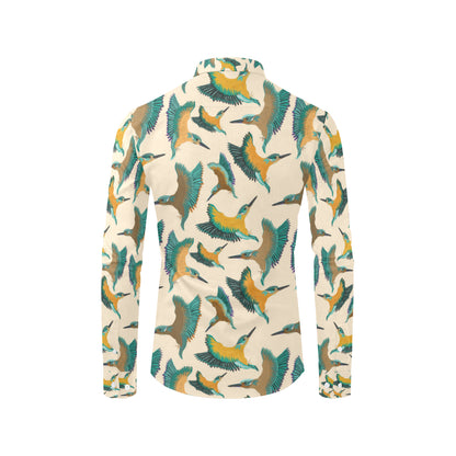 Kingfisher Pattern Print Design 02 Men's Long Sleeve Shirt