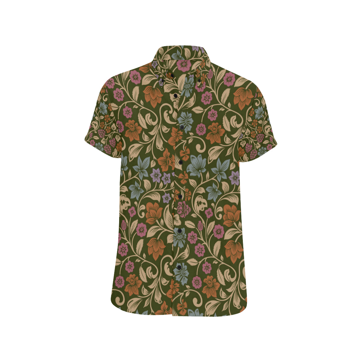 Floral Vintage Print Pattern Men's Short Sleeve Button Up Shirt
