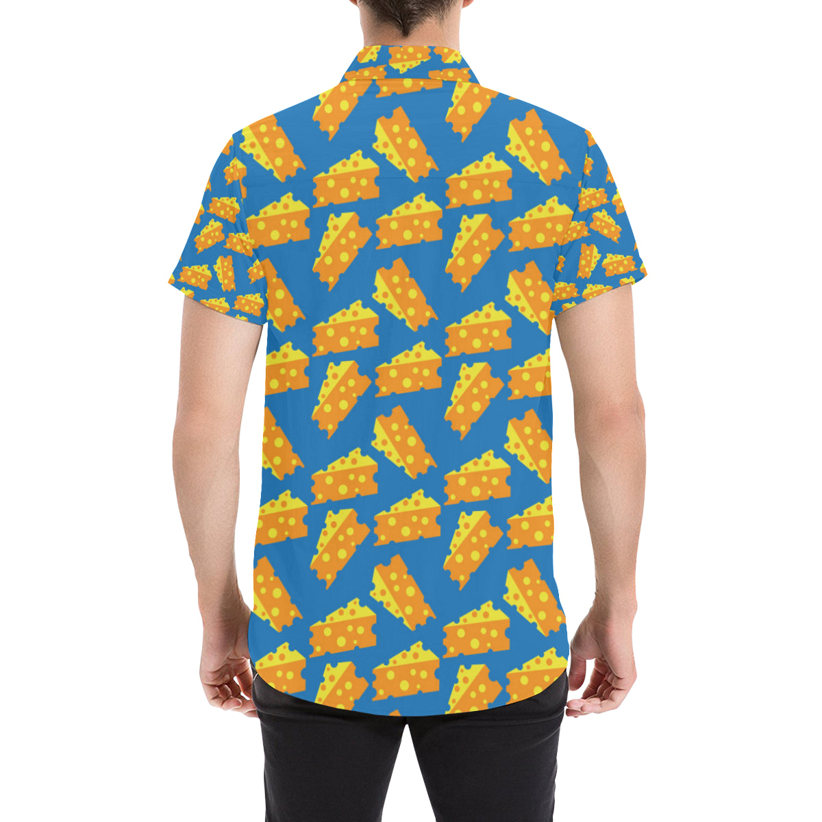 Cheese Pattern Print Design 05 Men's Short Sleeve Button Up Shirt