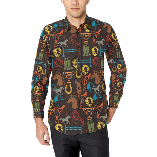 Equestrian Equipment Horse Colorful Men's Long Sleeve Shirt