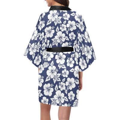 Hibiscus Pattern Print Design HB012 Women Kimono Robe