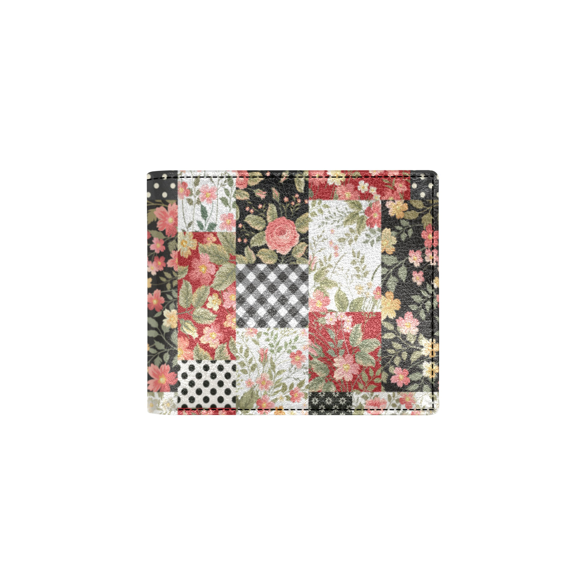 Patchwork Flower Pattern Print Design 03 Men's ID Card Wallet