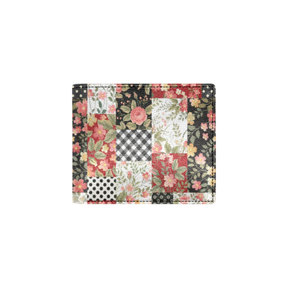 Patchwork Flower Pattern Print Design 03 Men's ID Card Wallet