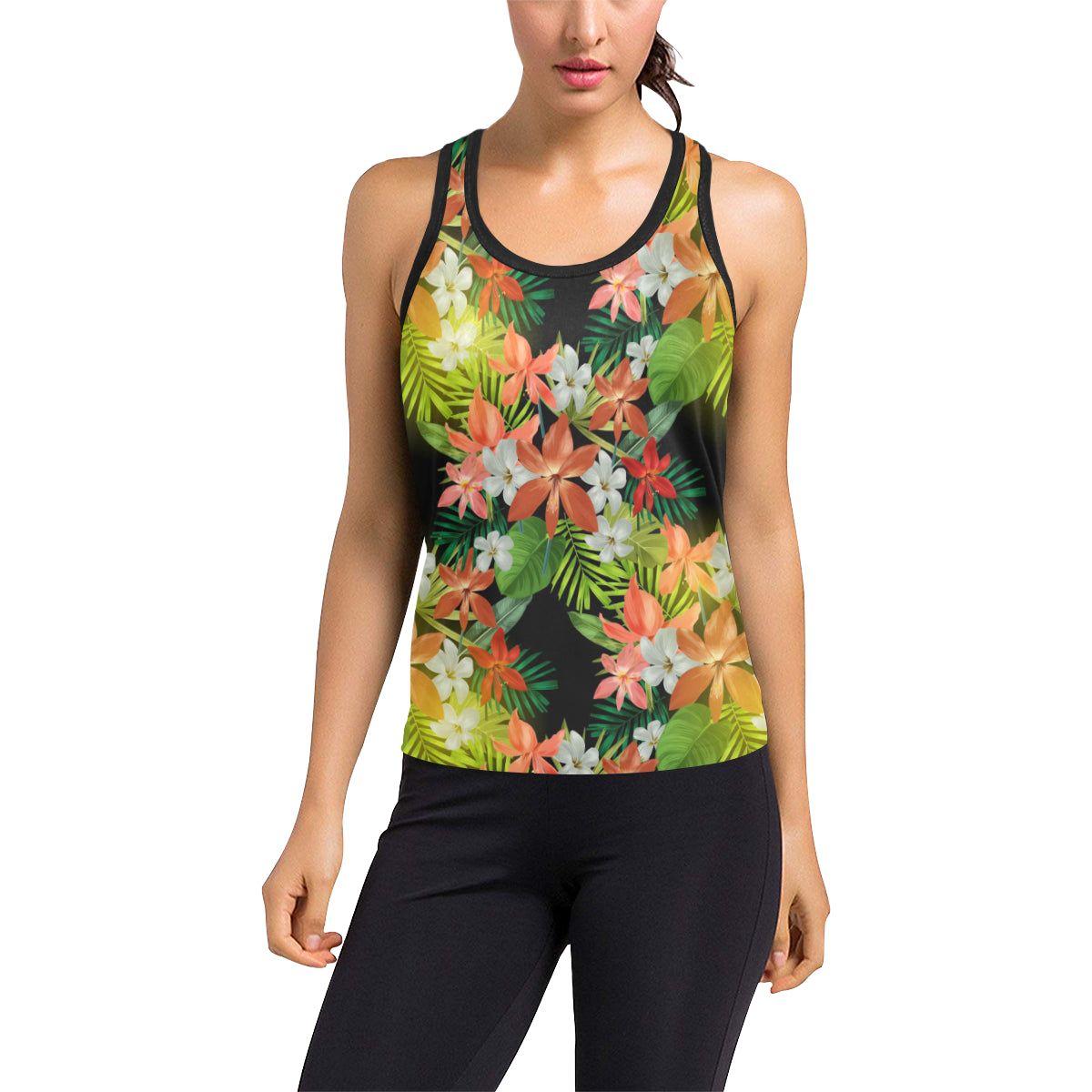 Amaryllis Pattern Print Design AL07 Women's Racerback Tank Top