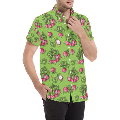 Radish Pattern Print Design A05 Men's Short Sleeve Button Up Shirt