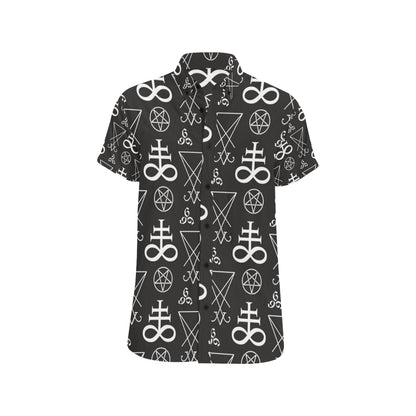 Pentagram Pattern Print Design A04 Men's Short Sleeve Button Up Shirt