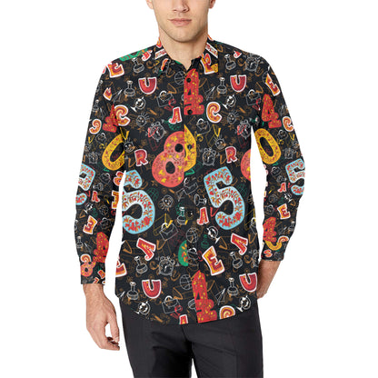 Number Pattern Print Design A03 Men's Long Sleeve Shirt