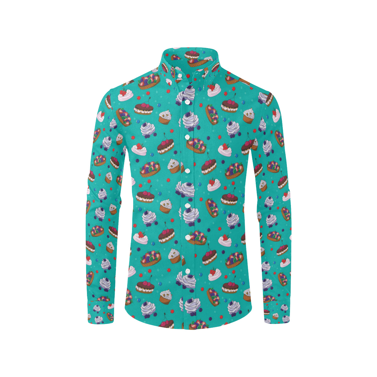 Cake Pattern Print Design 07 Men's Long Sleeve Shirt