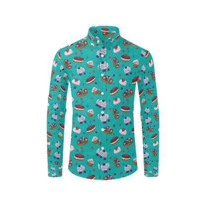 Cake Pattern Print Design 07 Men's Long Sleeve Shirt