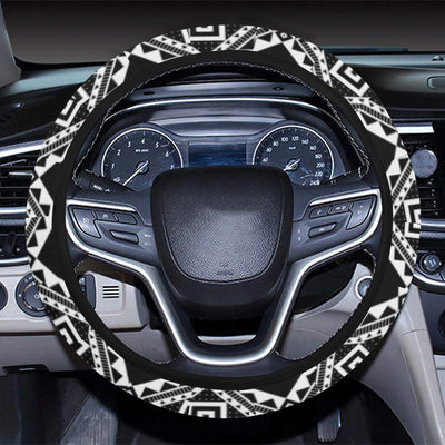 Aztec Pattern Print Design 08 Steering Wheel Cover with Elastic Edge