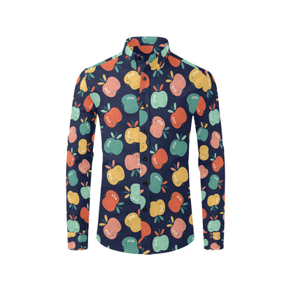 Apple Pattern Print Design AP09 Men's Long Sleeve Shirt