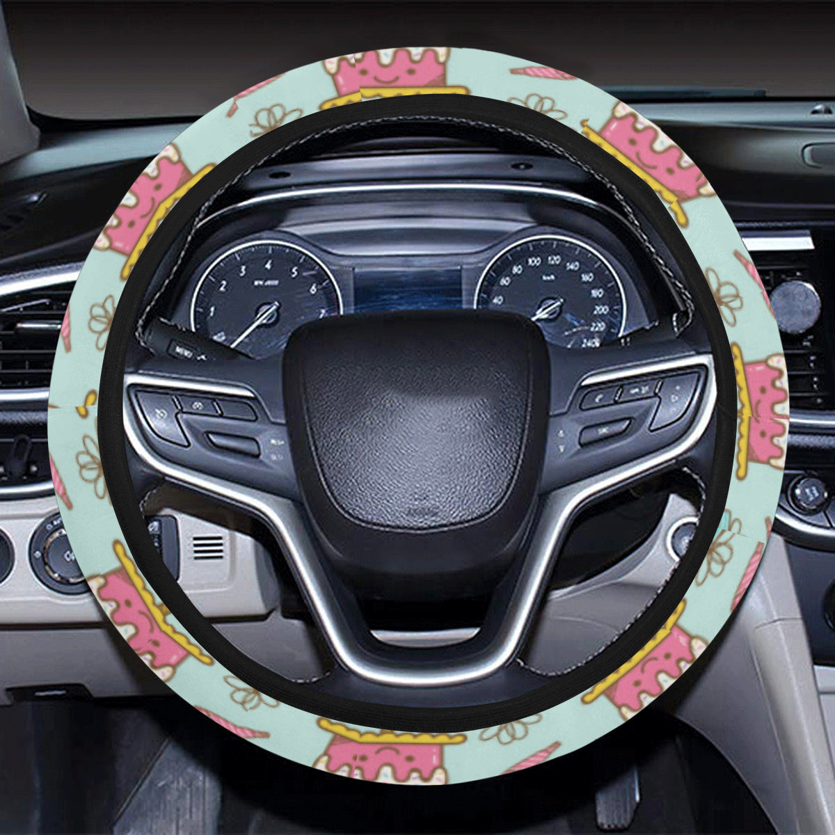 Cake Pattern Print Design 06 Steering Wheel Cover with Elastic Edge