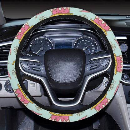 Cake Pattern Print Design 06 Steering Wheel Cover with Elastic Edge
