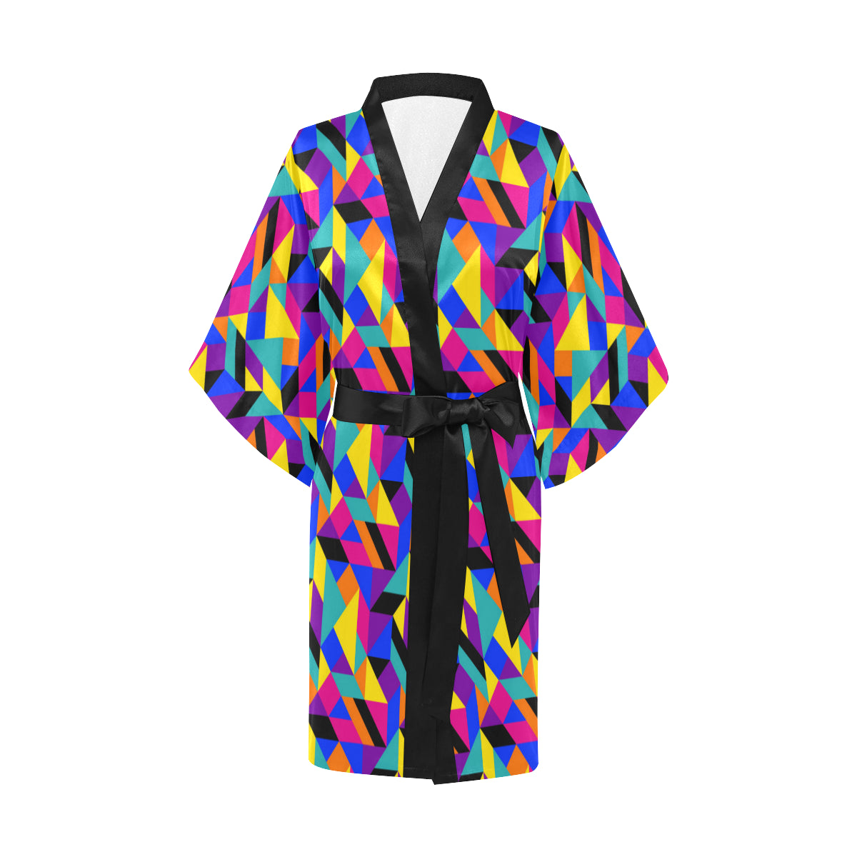 90s Colorful Pattern Print Design 1 Women's Short Kimono