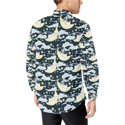 Rabbit Sleeping Pattern Print Design RB08 Men's Long Sleeve Shirt