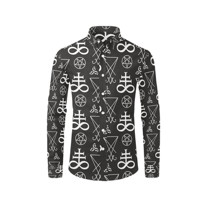 Pentagram Pattern Print Design A04 Men's Long Sleeve Shirt
