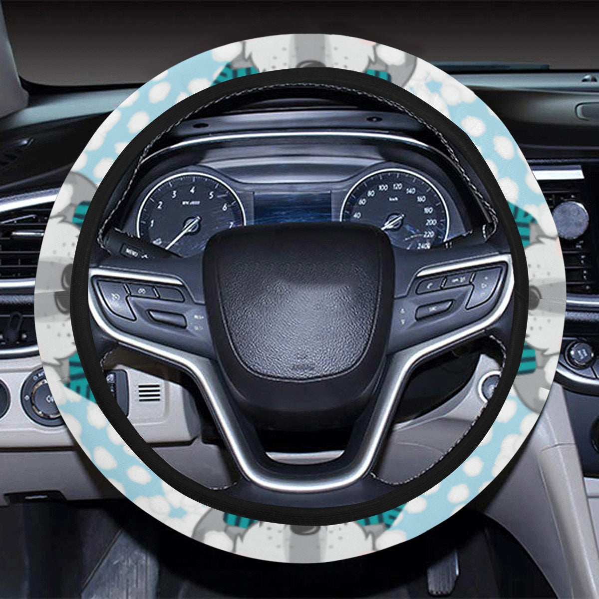 Alaskan Malamute Pattern Print Design 01 Steering Wheel Cover with Elastic Edge