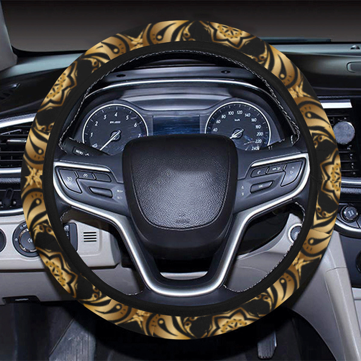 Celtic Pattern Print Design 07 Steering Wheel Cover with Elastic Edge