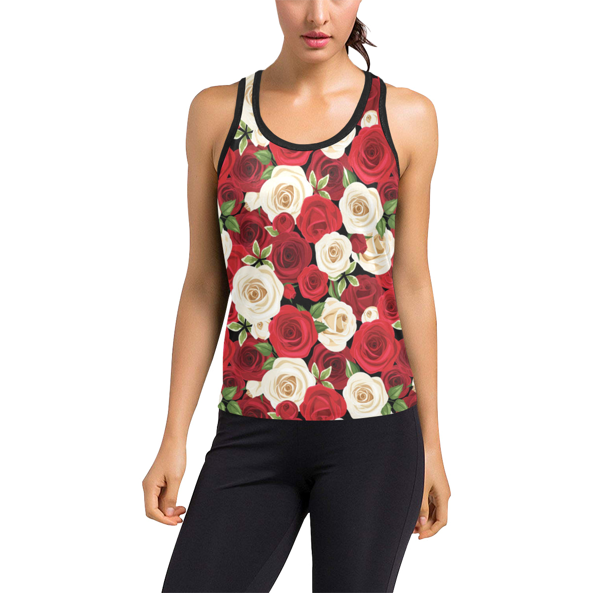 Rose Pattern Print Design RO06 Women's Racerback Tank Top