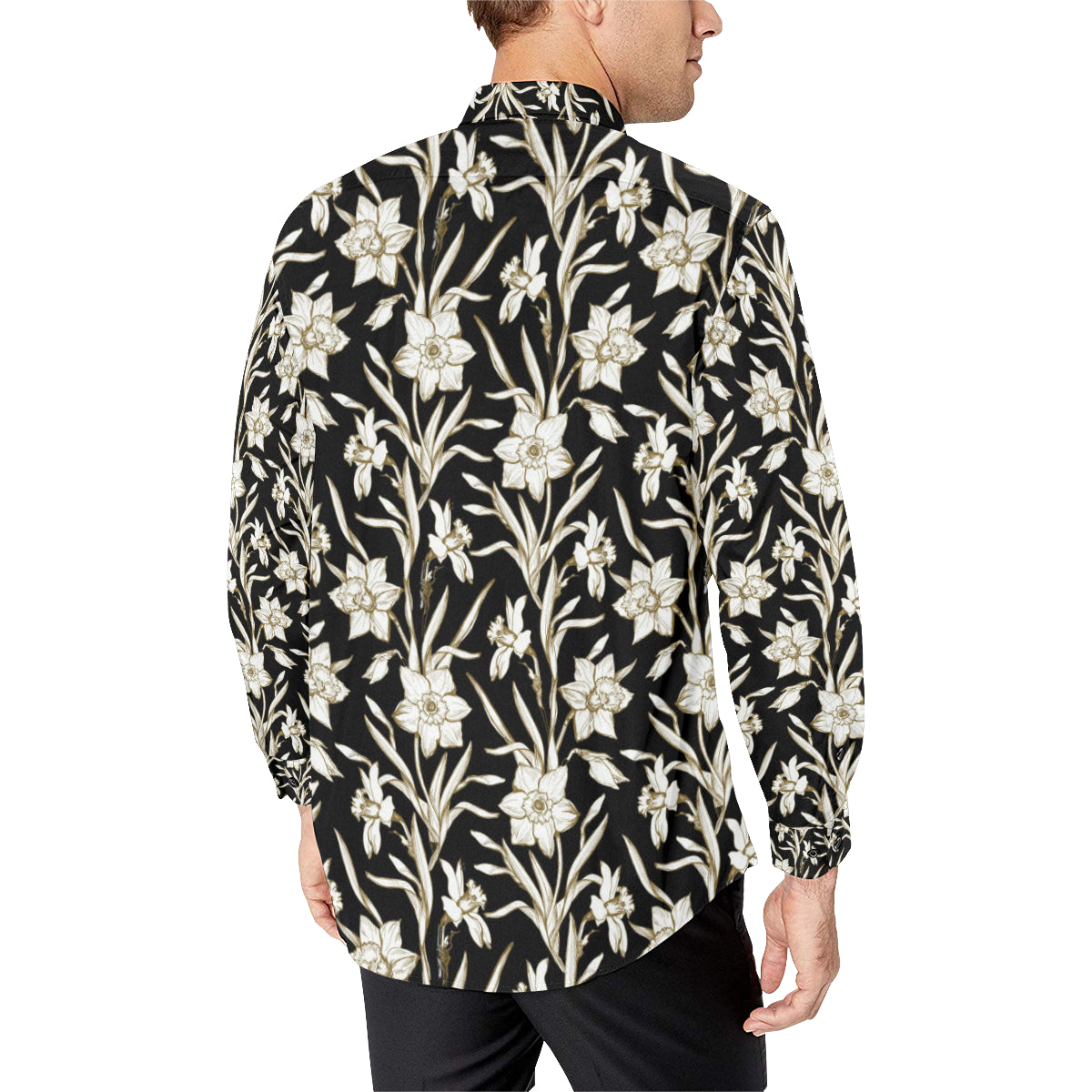 Daffodils Pattern Print Design DF06 Men's Long Sleeve Shirt