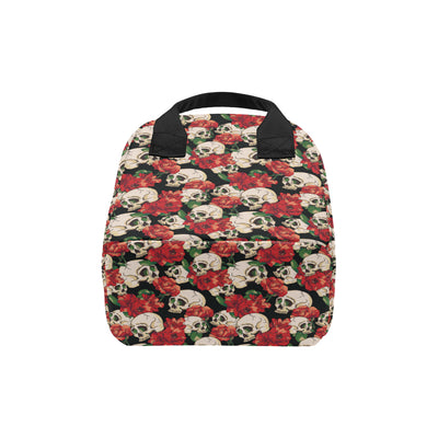 Skull Red Rose Insulated Lunch Bag