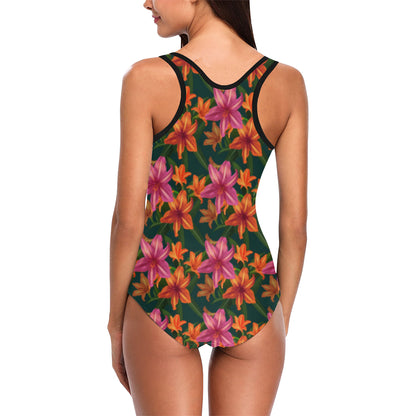 Amaryllis Pattern Print Design AL01 Women Swimsuit