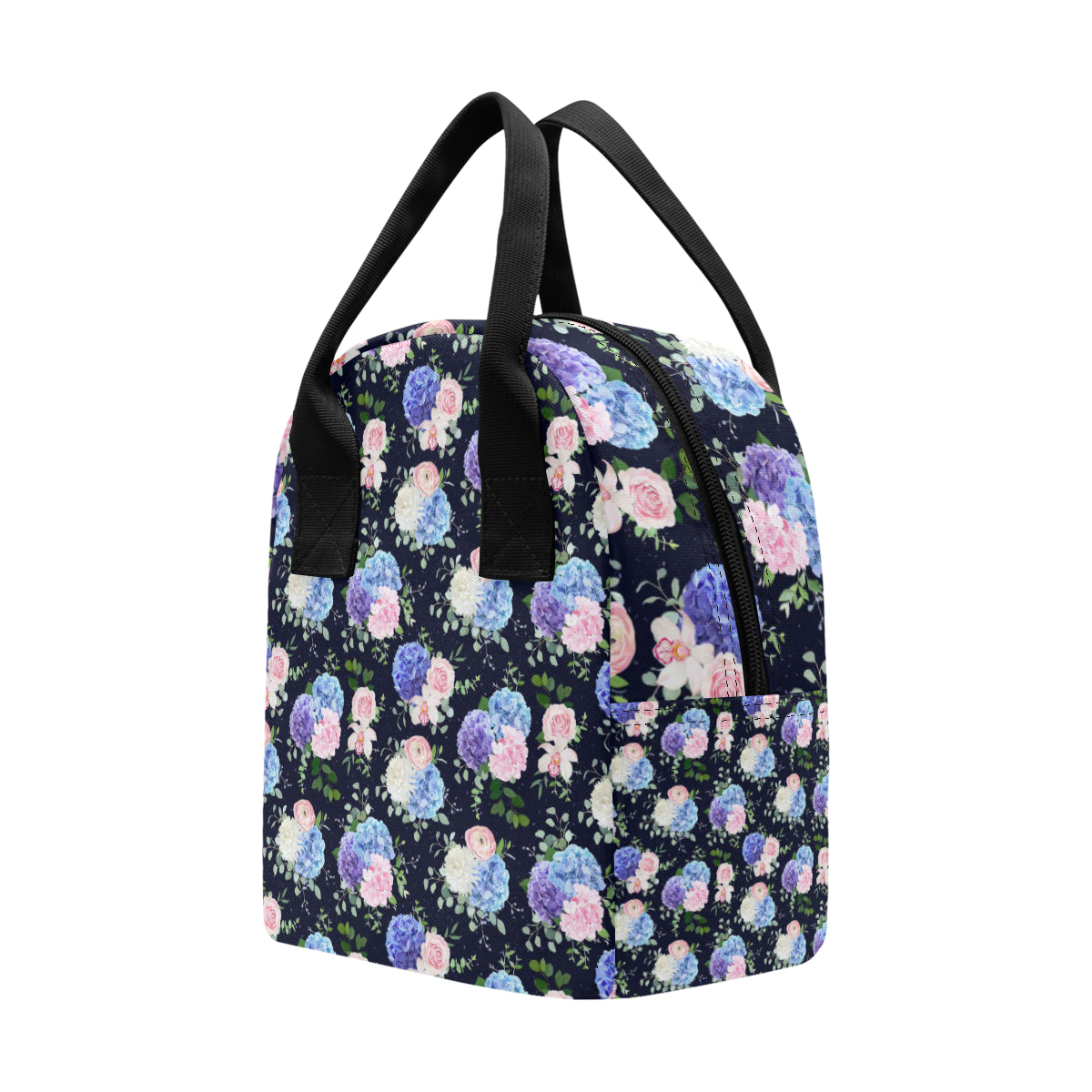 Hydrangea Pattern Print Design HD01 Insulated Lunch Bag