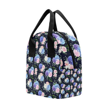Hydrangea Pattern Print Design HD01 Insulated Lunch Bag