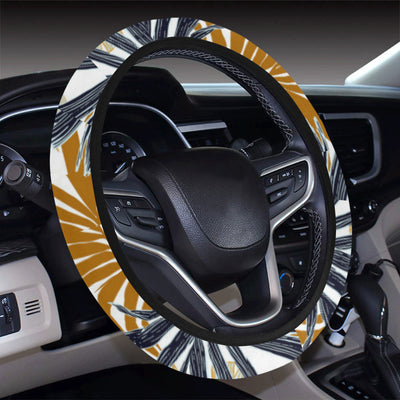 Colorful Tropical Palm Leaves Steering Wheel Cover with Elastic Edge