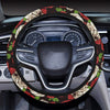 Skull Roses Design Themed Print Steering Wheel Cover with Elastic Edge