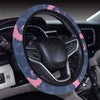 SeaHorse Pink Pattern Print Design 02 Steering Wheel Cover with Elastic Edge